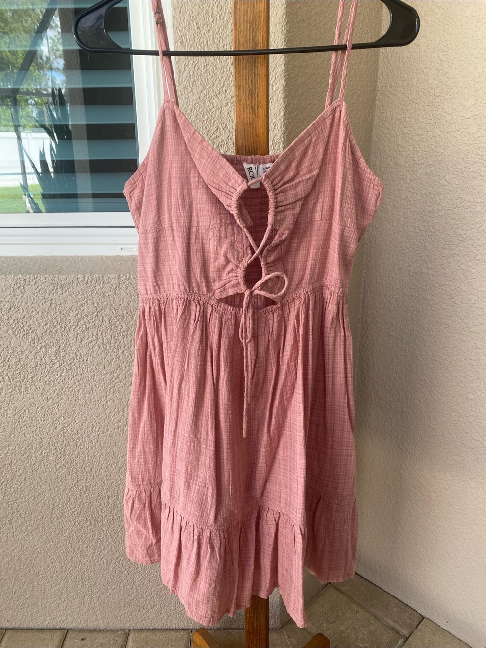Roxy Pink Tie-Front Mini Dress